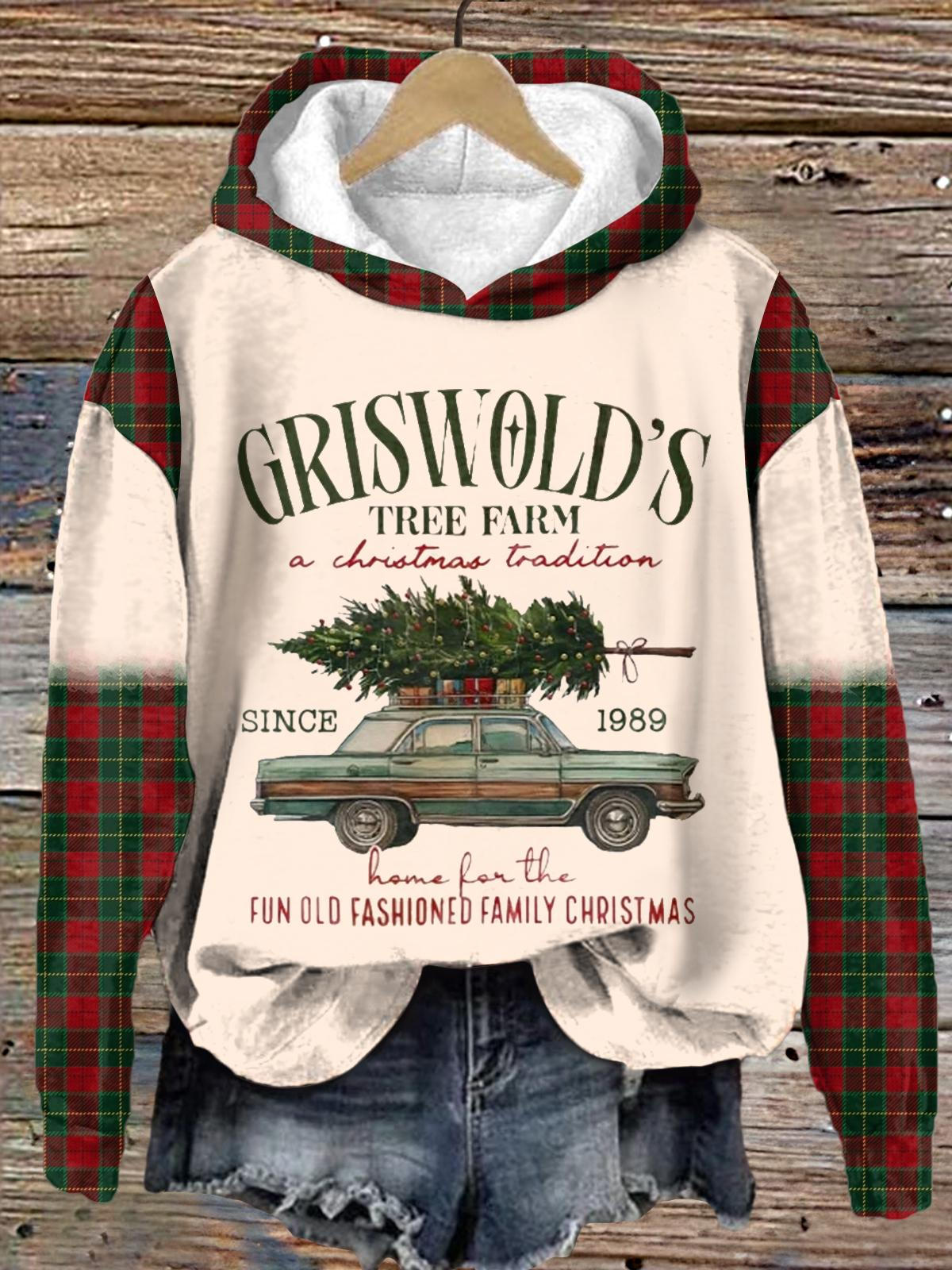 Griswold Christmas Tree Farm Long Sleeve Printed Hoodie