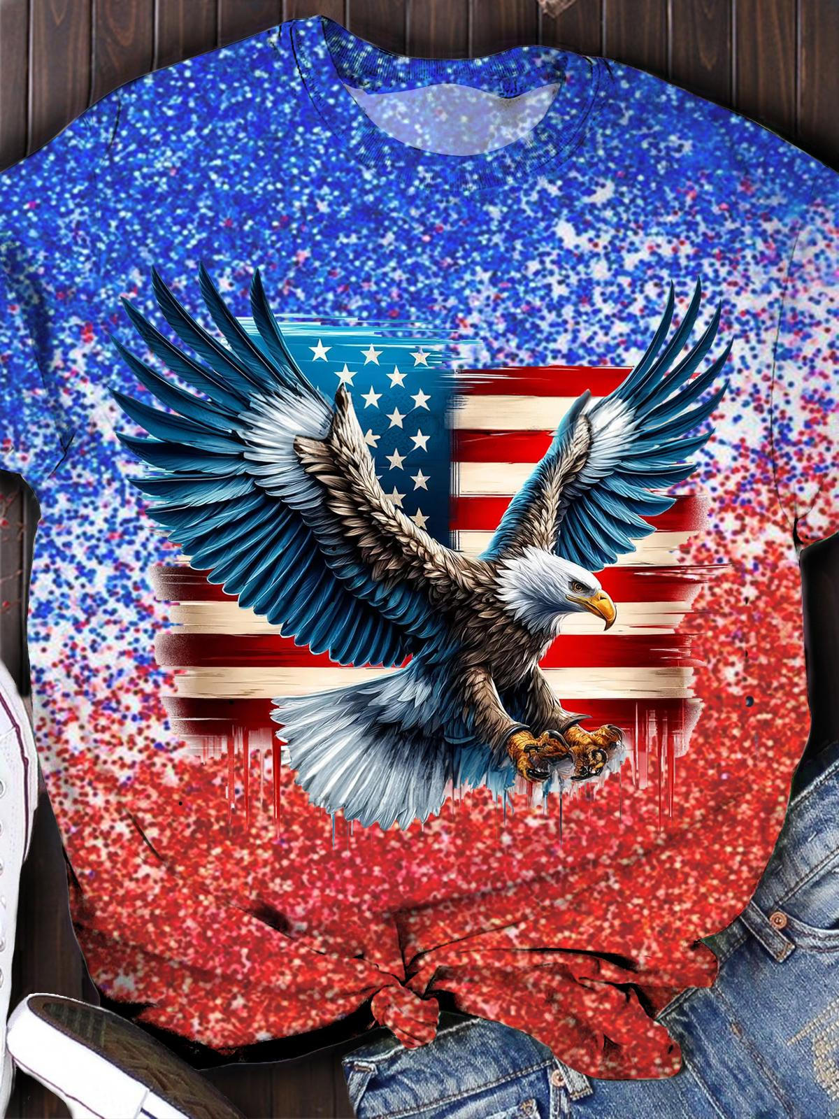 Eagle American Flag Crew Neck T-shirt