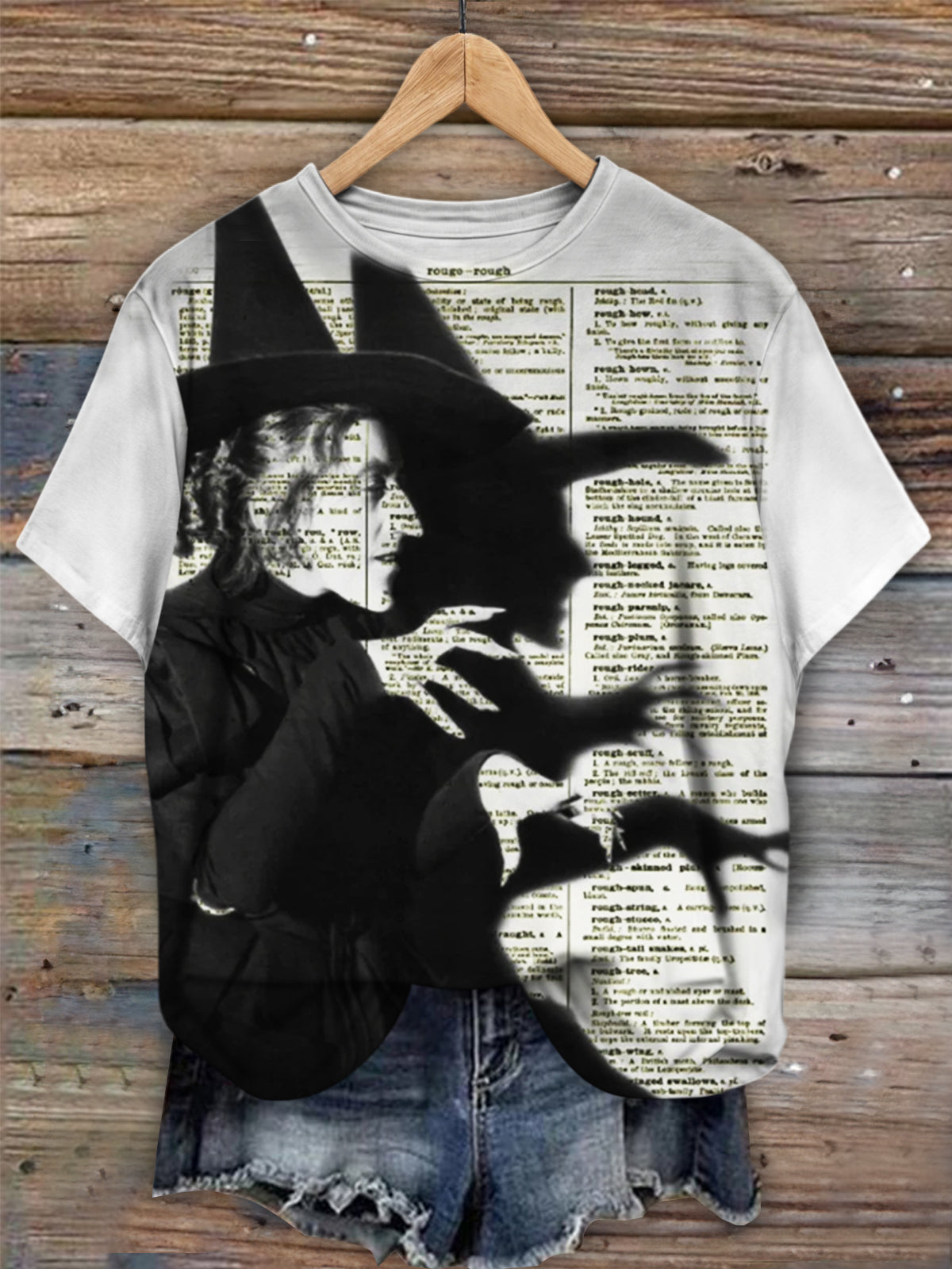 Witch Print Casual Short Sleeve Top