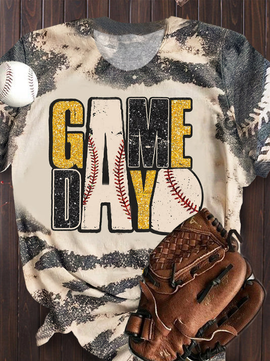 Baseball Print Crew Neck T-Shirt