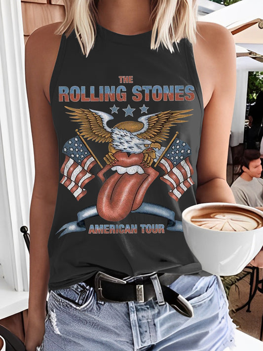 The Rolling Stones American Tour Print Casual Sleeveless Top