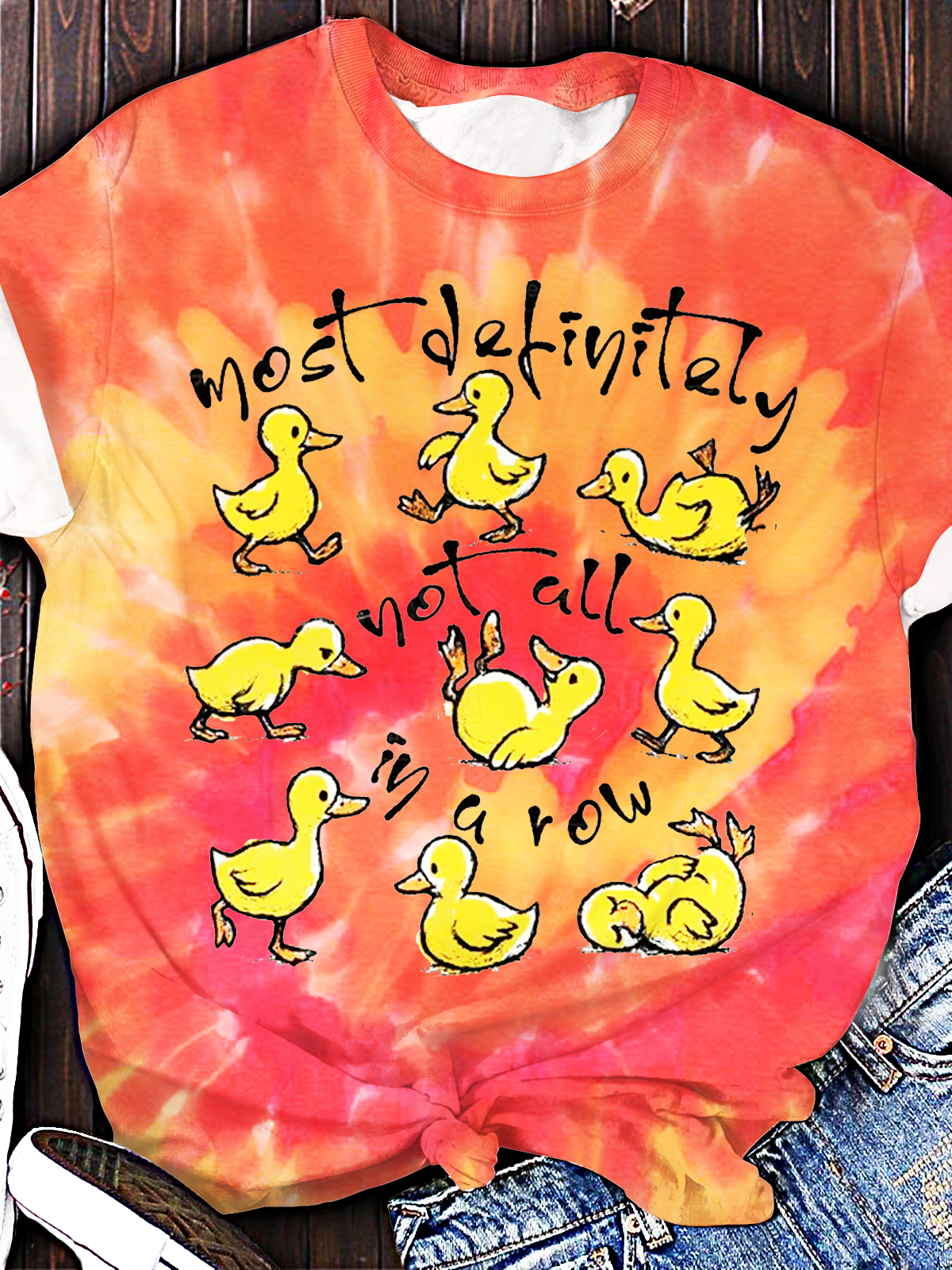 Funny Ducks Not All In a Row Sarcastic Crew Neck T-shirt