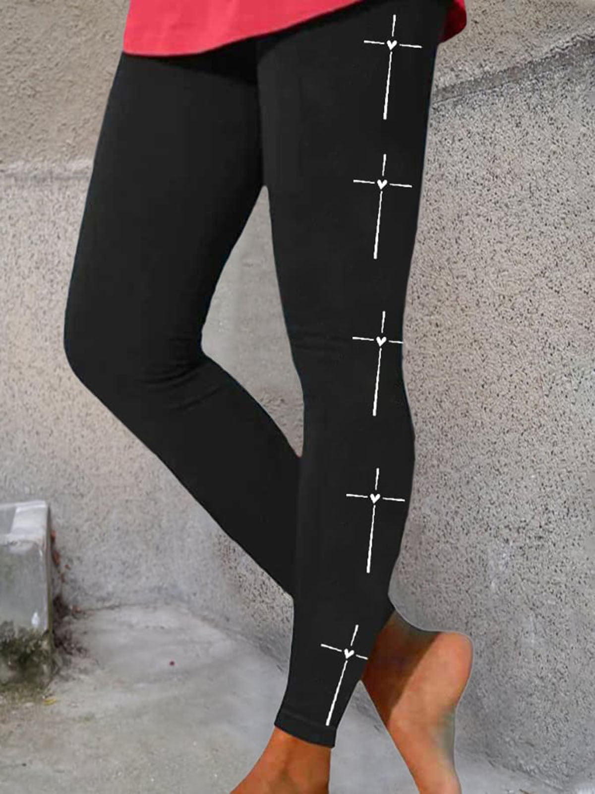 Women's Christian Cross Print Print Leggings