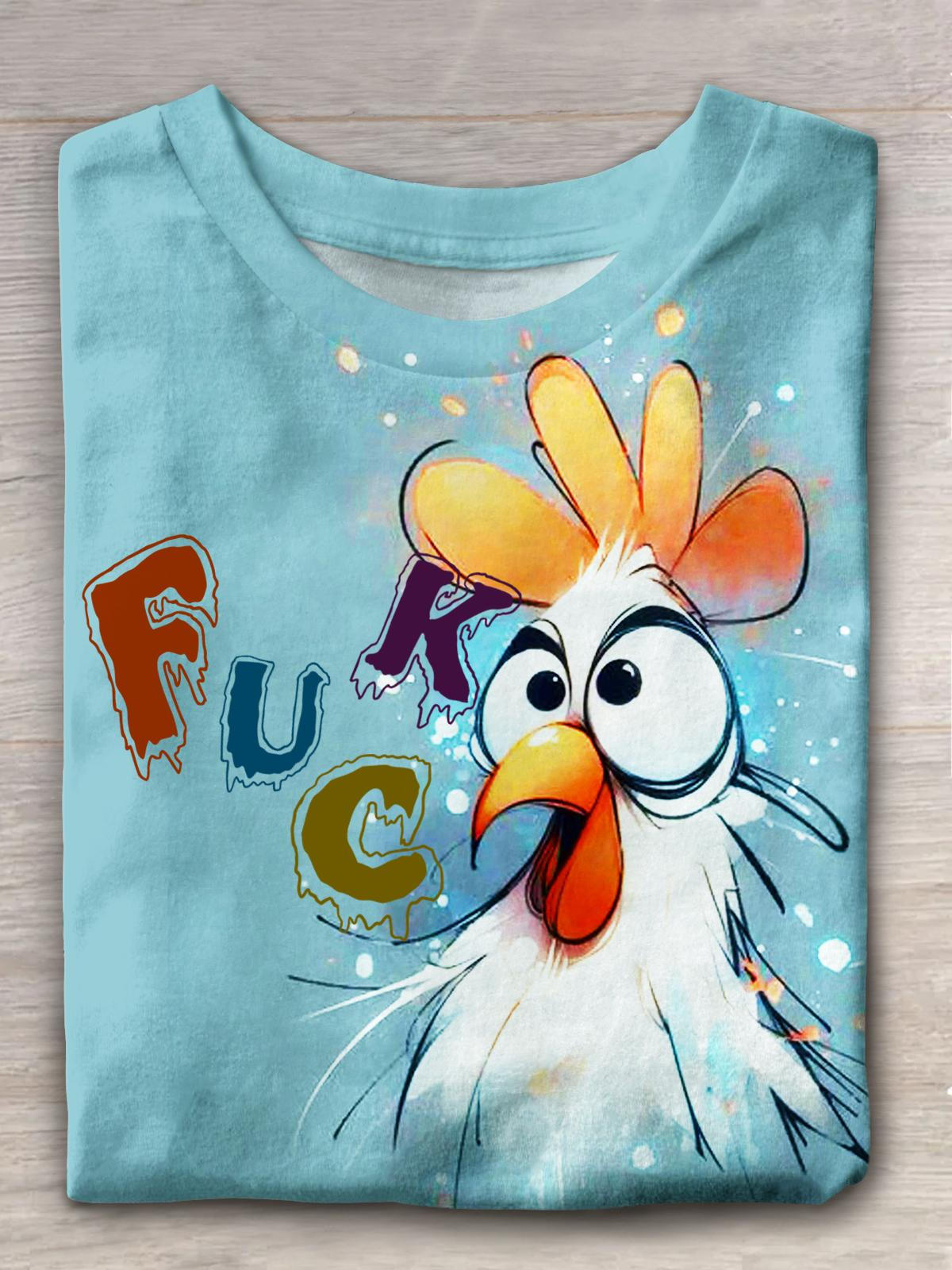 Fuck Rooster Kindischer Spaß Urlaub Lässiges Print T-Shirt