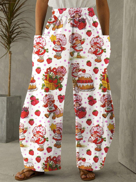 Strawberry Shortcake Print Casual Pants