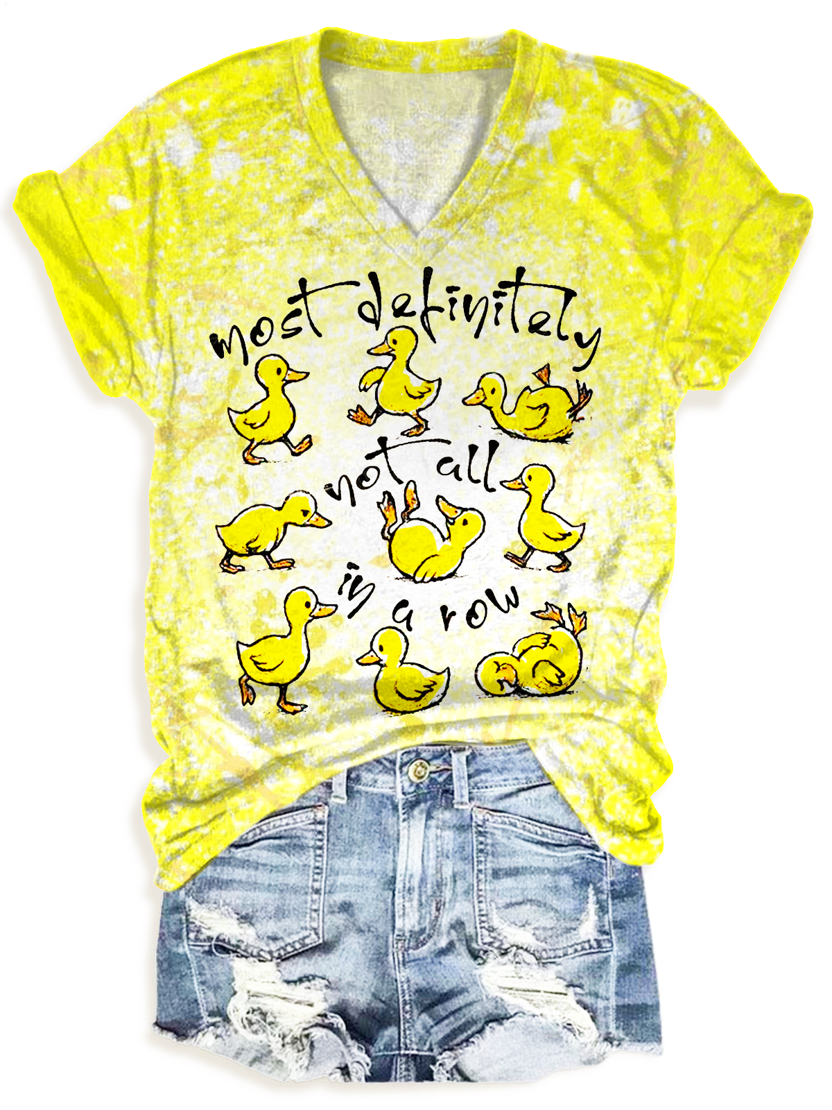 Funny Ducks Not All In a Row Sarcastic V-neck T-Shirt