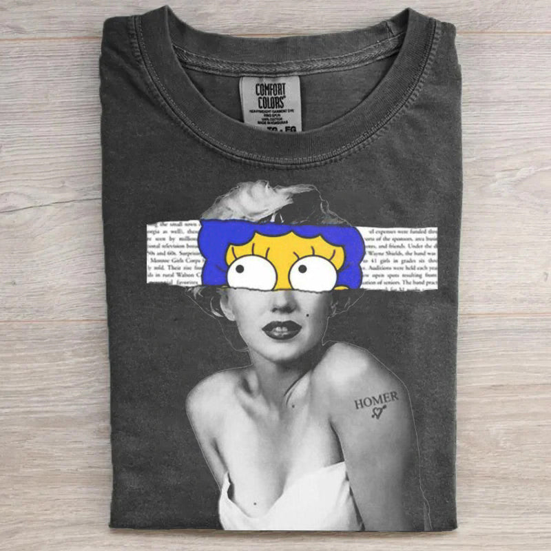 Funny Splicing Print Retro T-shirt