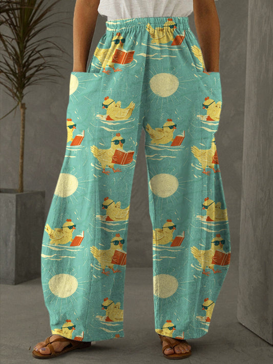 Funny Chicken Print Casual Pants