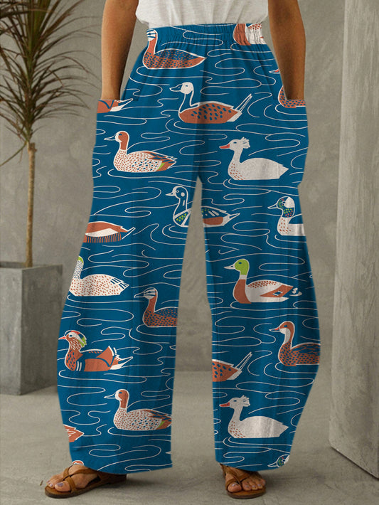 Cute Ducks Print Casual Pants