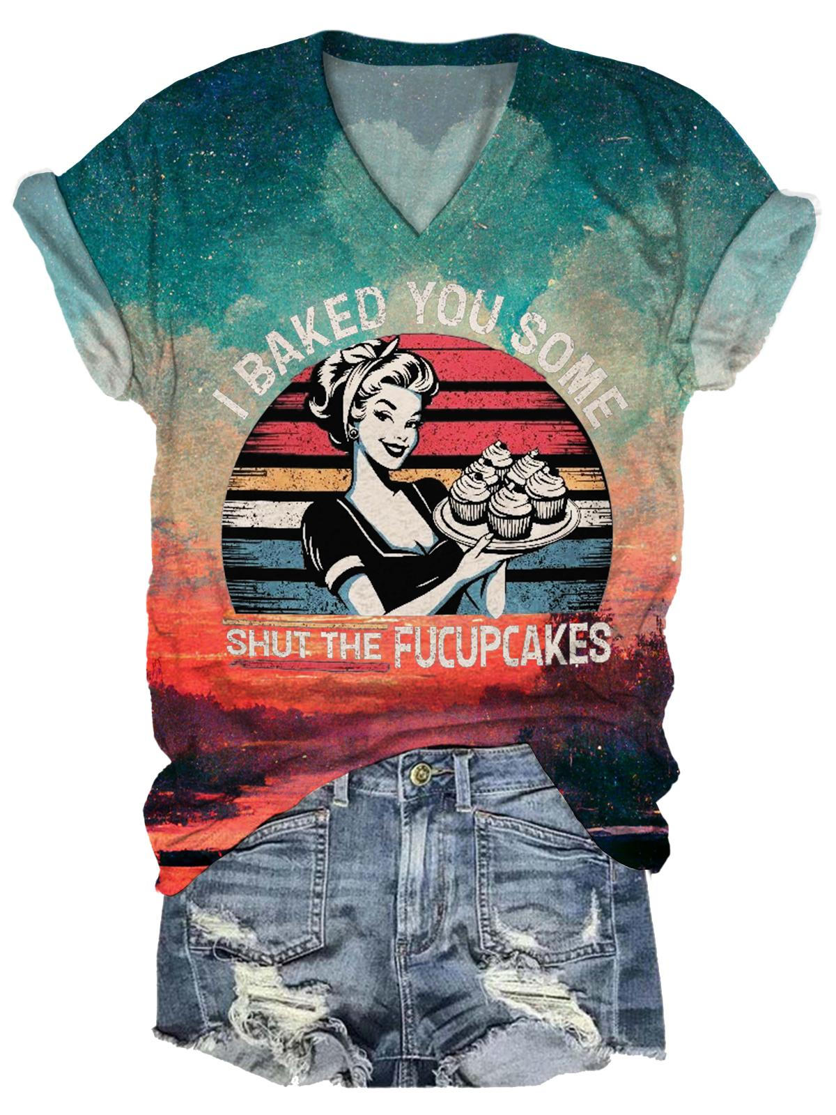 Ich habe dir ein paar Shut The Fucupcakes gebacken – T-Shirt mit Vintage-Print