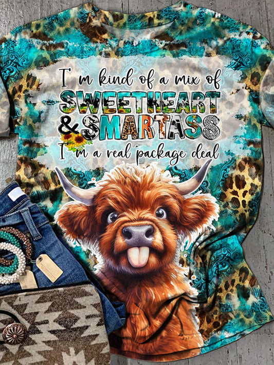 Leopard Funny Highland Cow Print Casual Top