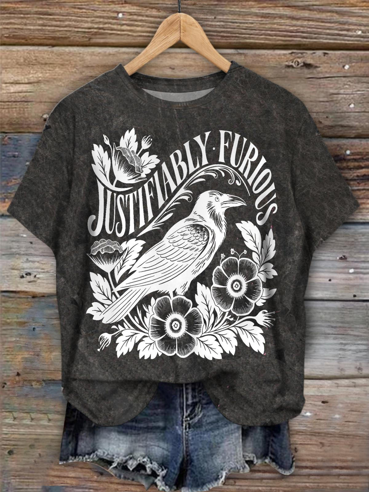 Justifiably Furious Raven Crew Neck T-shirt