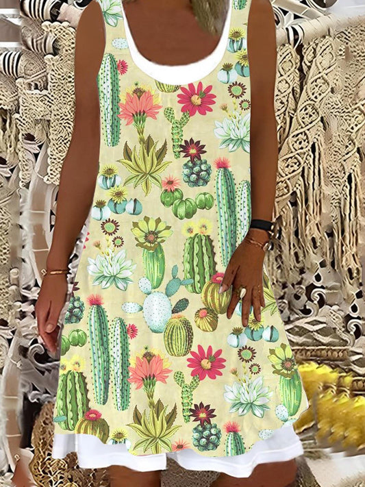 Cactus Ladies False Two Dress