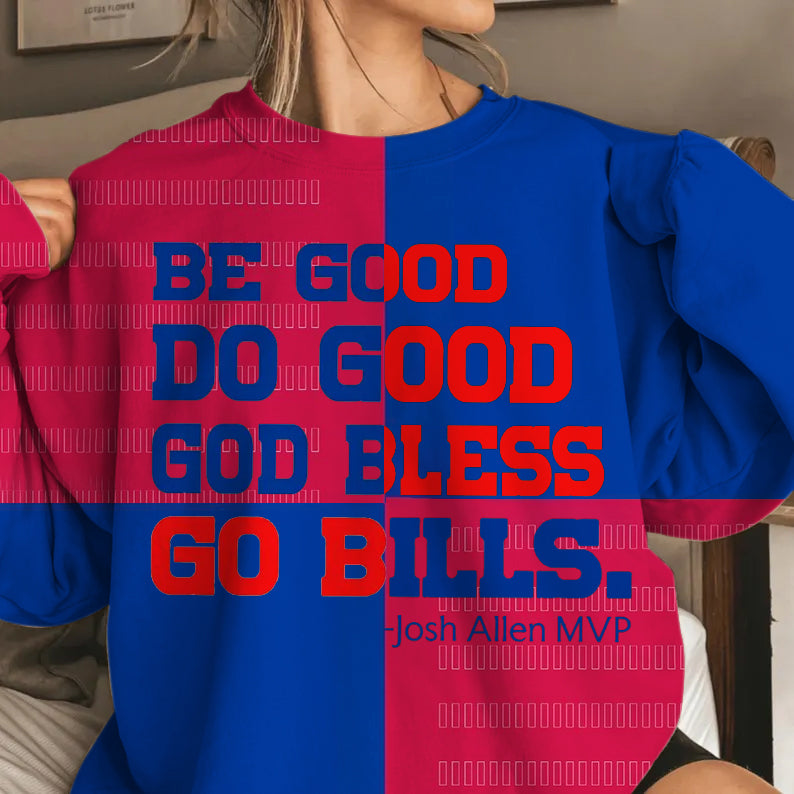 Be Good Do Good God Bless Go Bills Printed Long Sleeve Casual Top