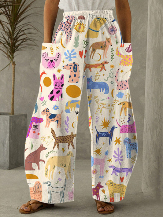 Funny Dogs Print Casual Pants