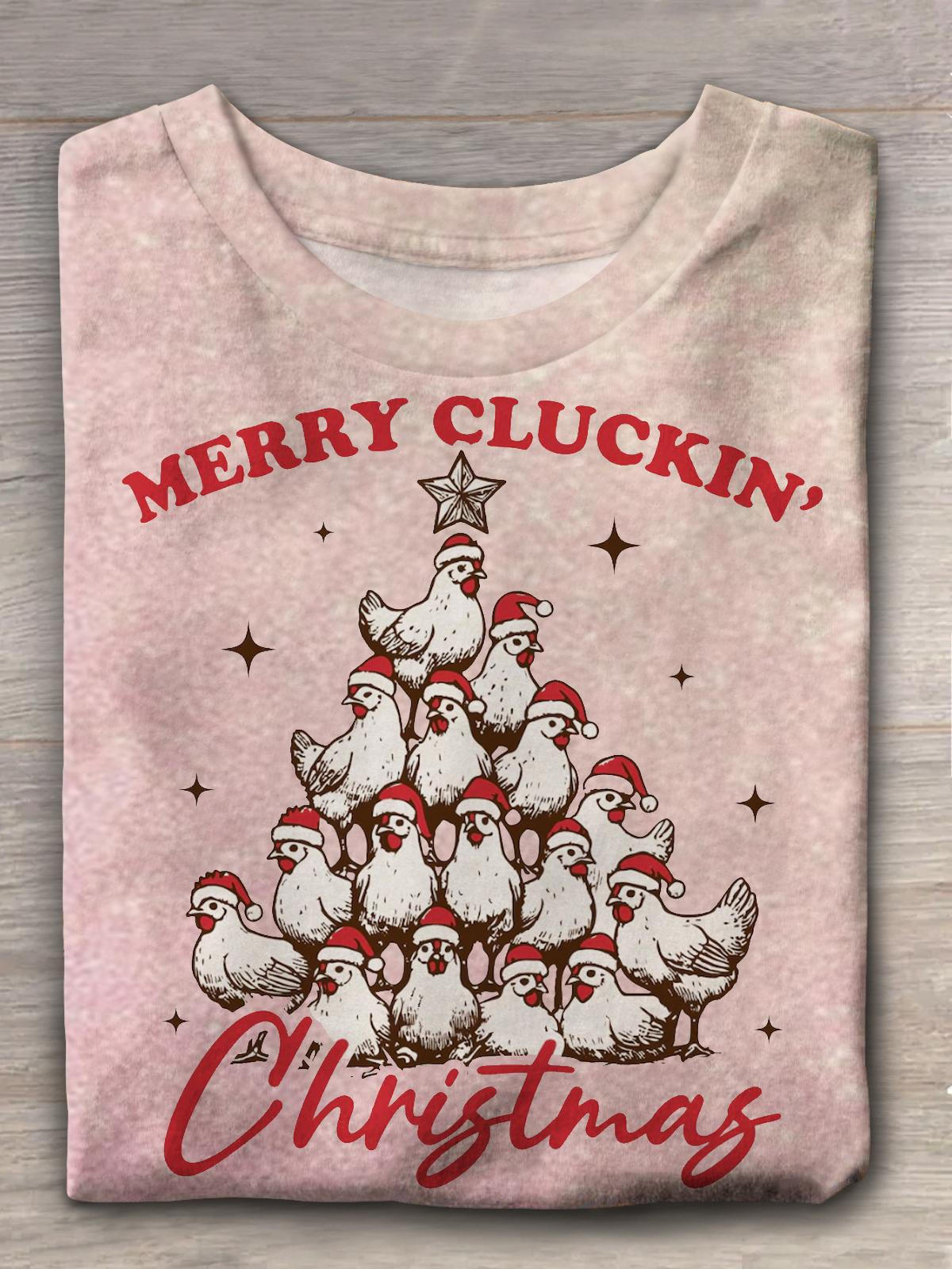 Merry Chickmas T-Shirt mit Rundhalsausschnitt