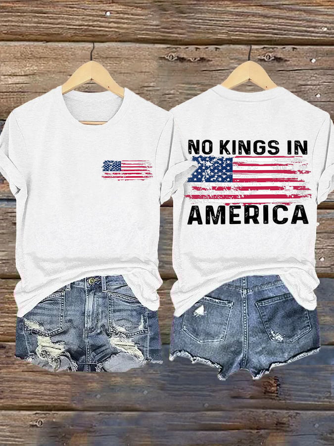Retro No Kings In America Print T-Shirt