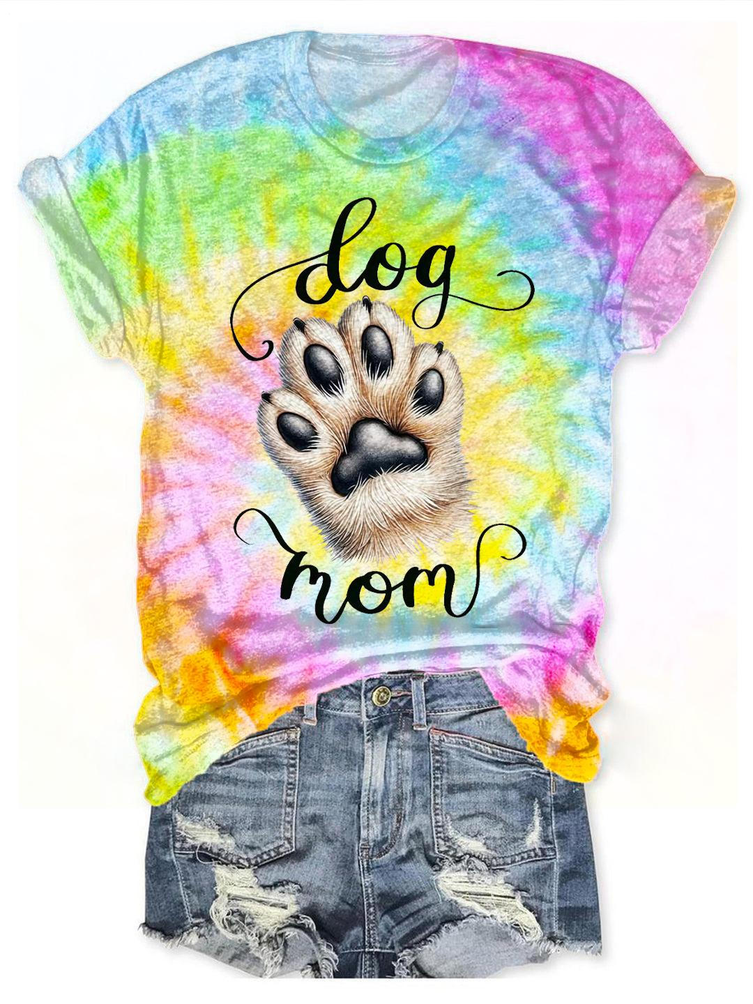 Mother's Day Dog MOM Crew Neck T-shirt