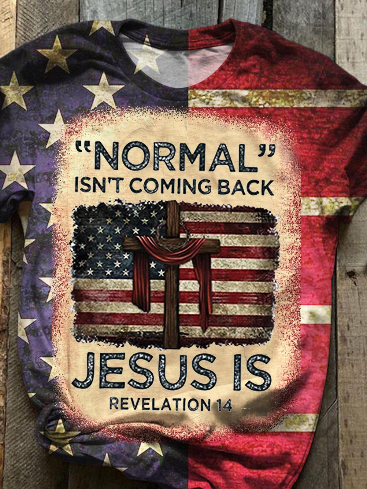 Vintage American Flag Print Casual Top