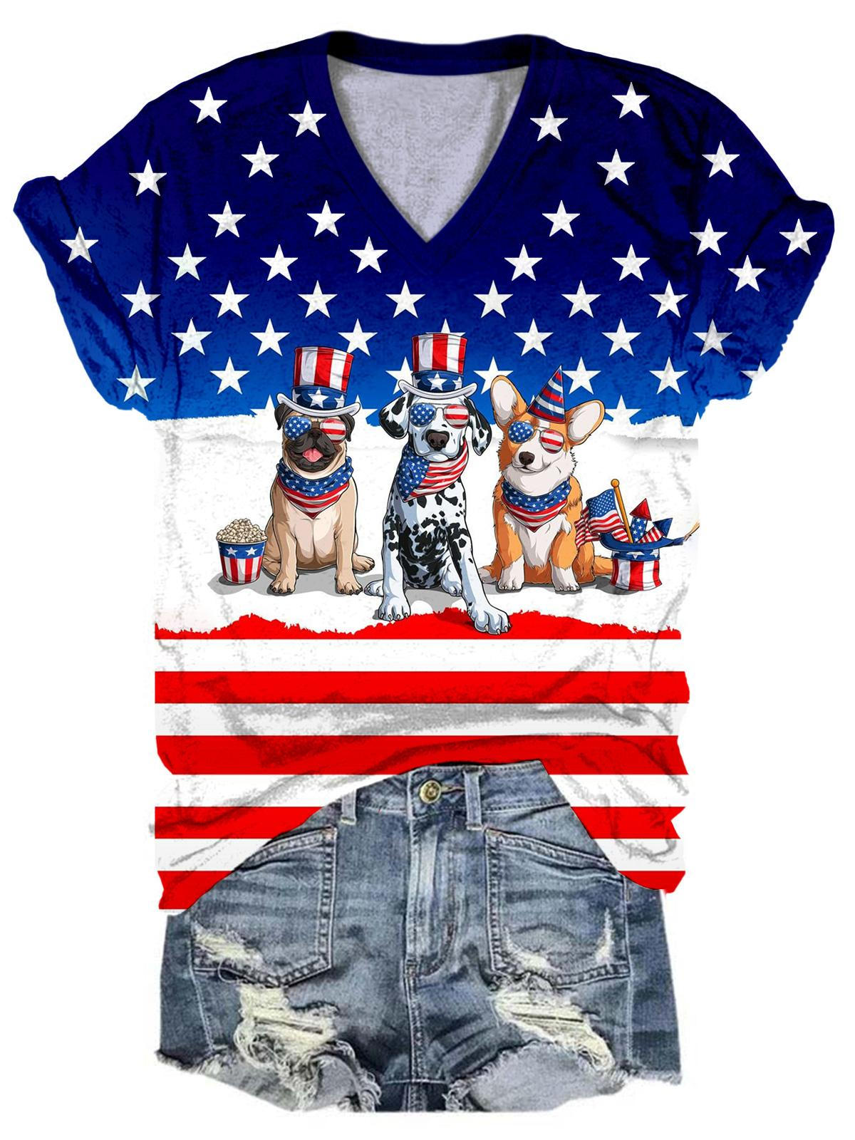 All American Puppy T-Shirt mit V-Ausschnitt
