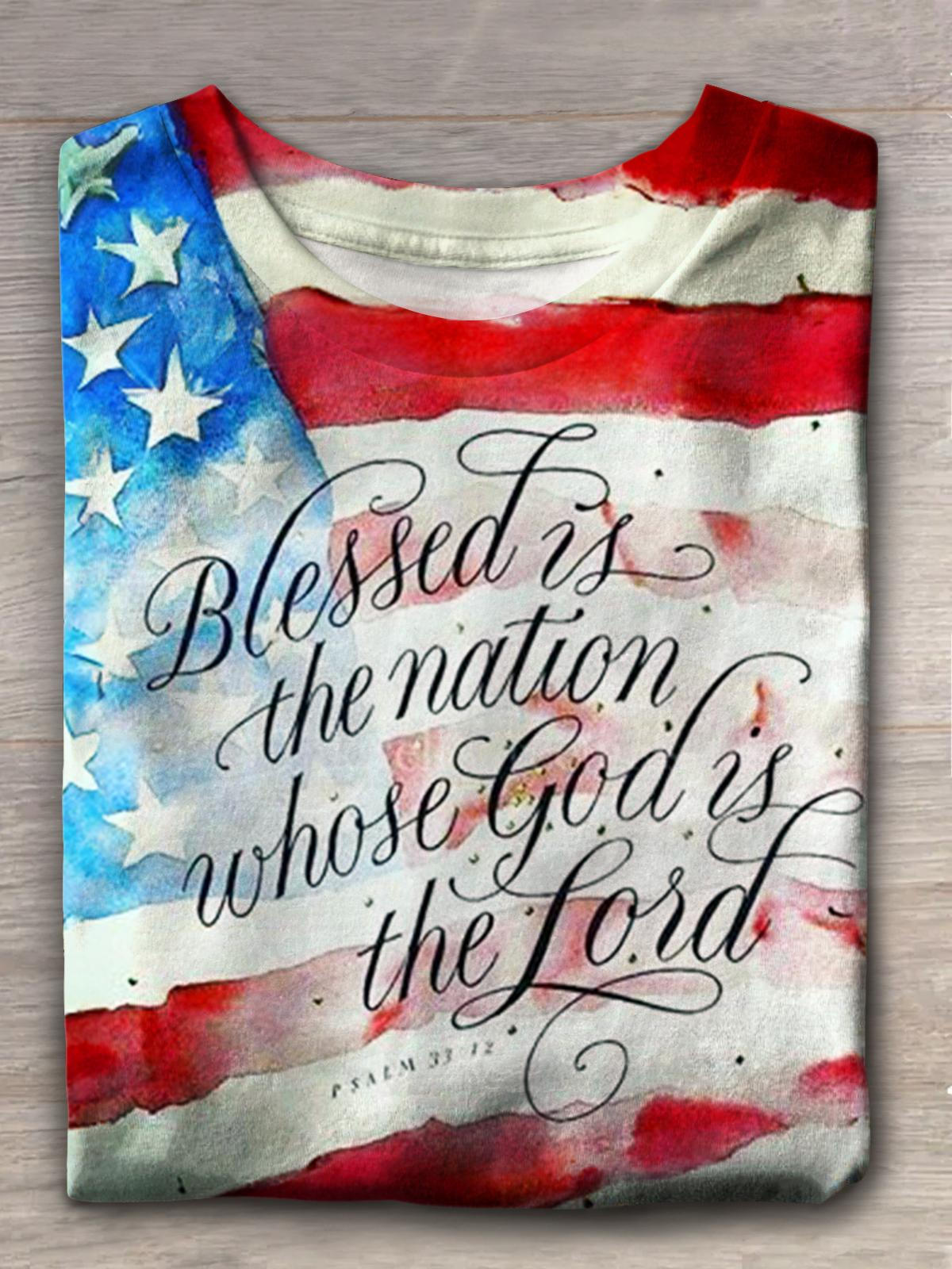 Blessed Is The Nation Crew Neck T-shirt