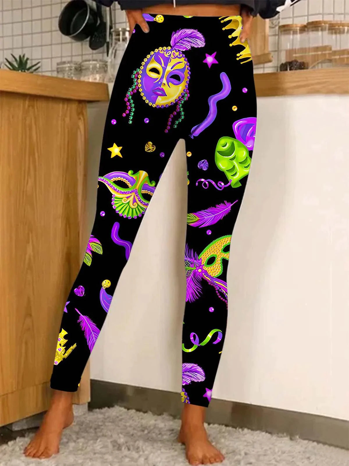 Mardi Gras Print Leggings