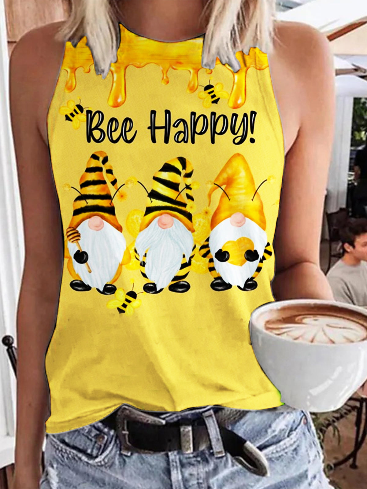 Women's Bee Gnome Print Tank Top