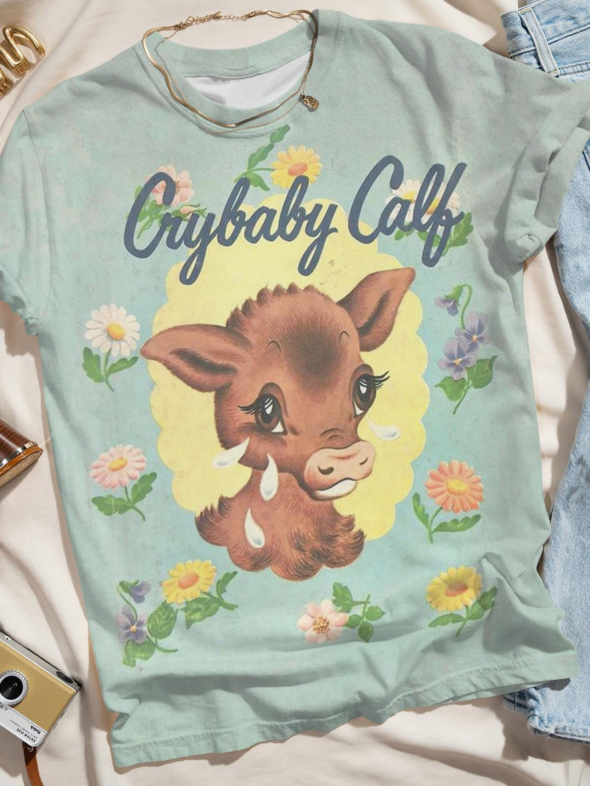 Crybaby Calf Print Crew Neck T-Shirt