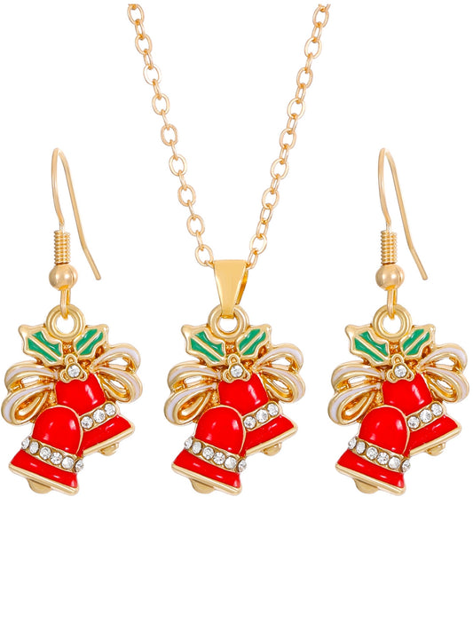 Christmas Bell Earings Necklace Set