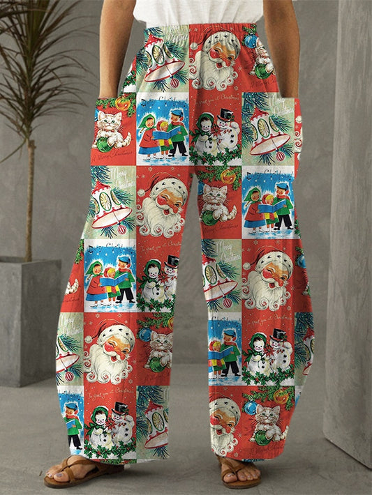 Women's Christmas Retro Print Casual Pants