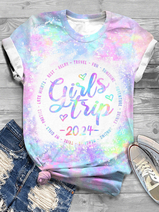 Girls Trip 2024 Tie Dye Print T-Shirt