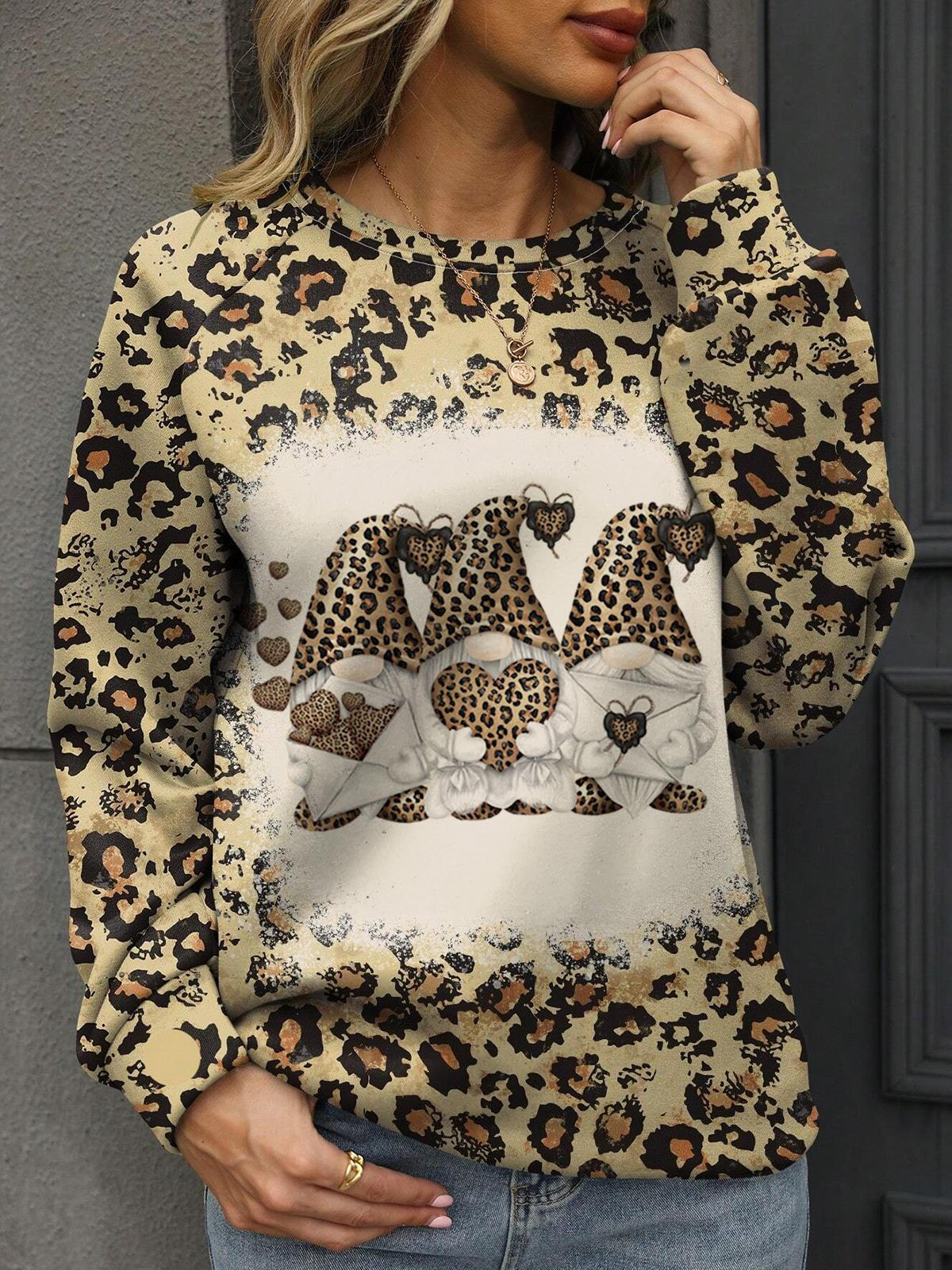 Leopard Gnome Print Long Sleeve Women's Top