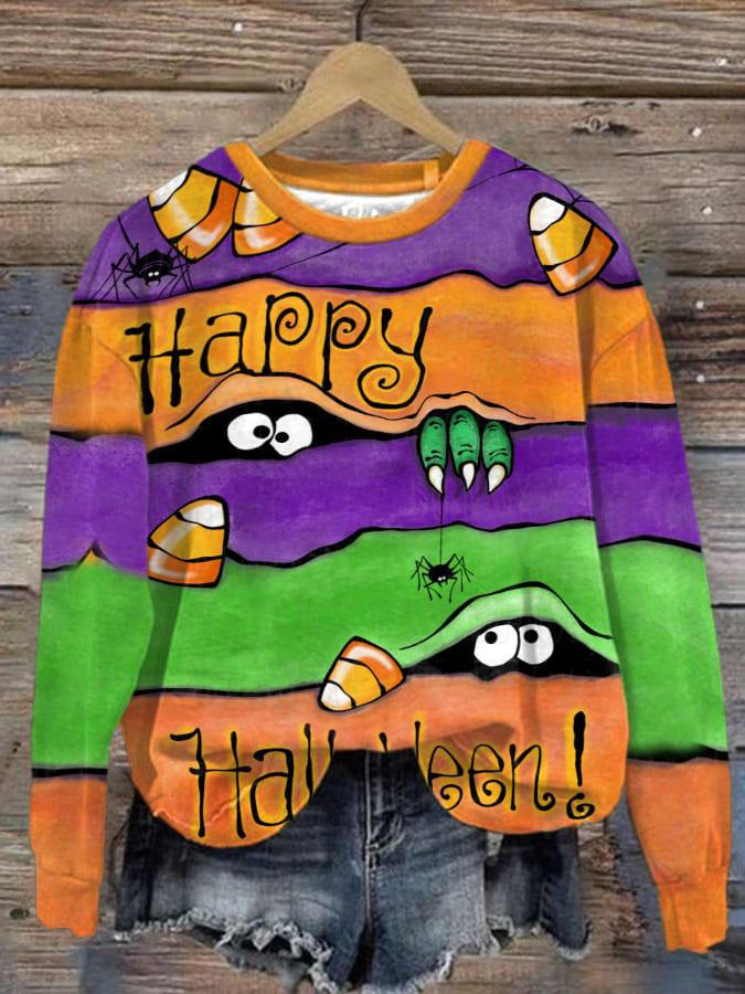 Women's Halloween Peek Monster Print Top