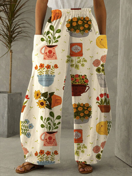 Floral Print Casual Pants