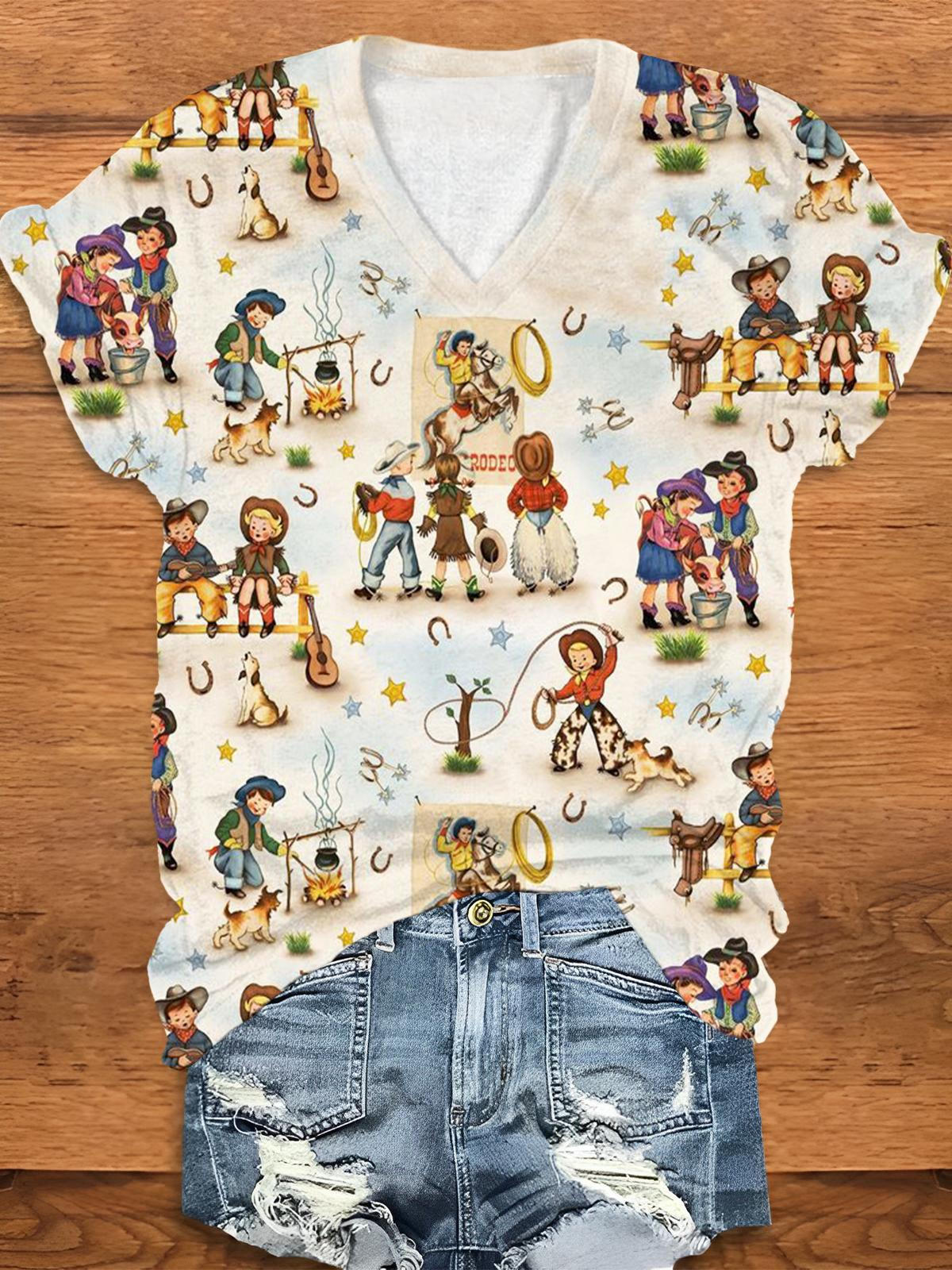 Cowboys And Cowgirls V-Neck T-Shirt