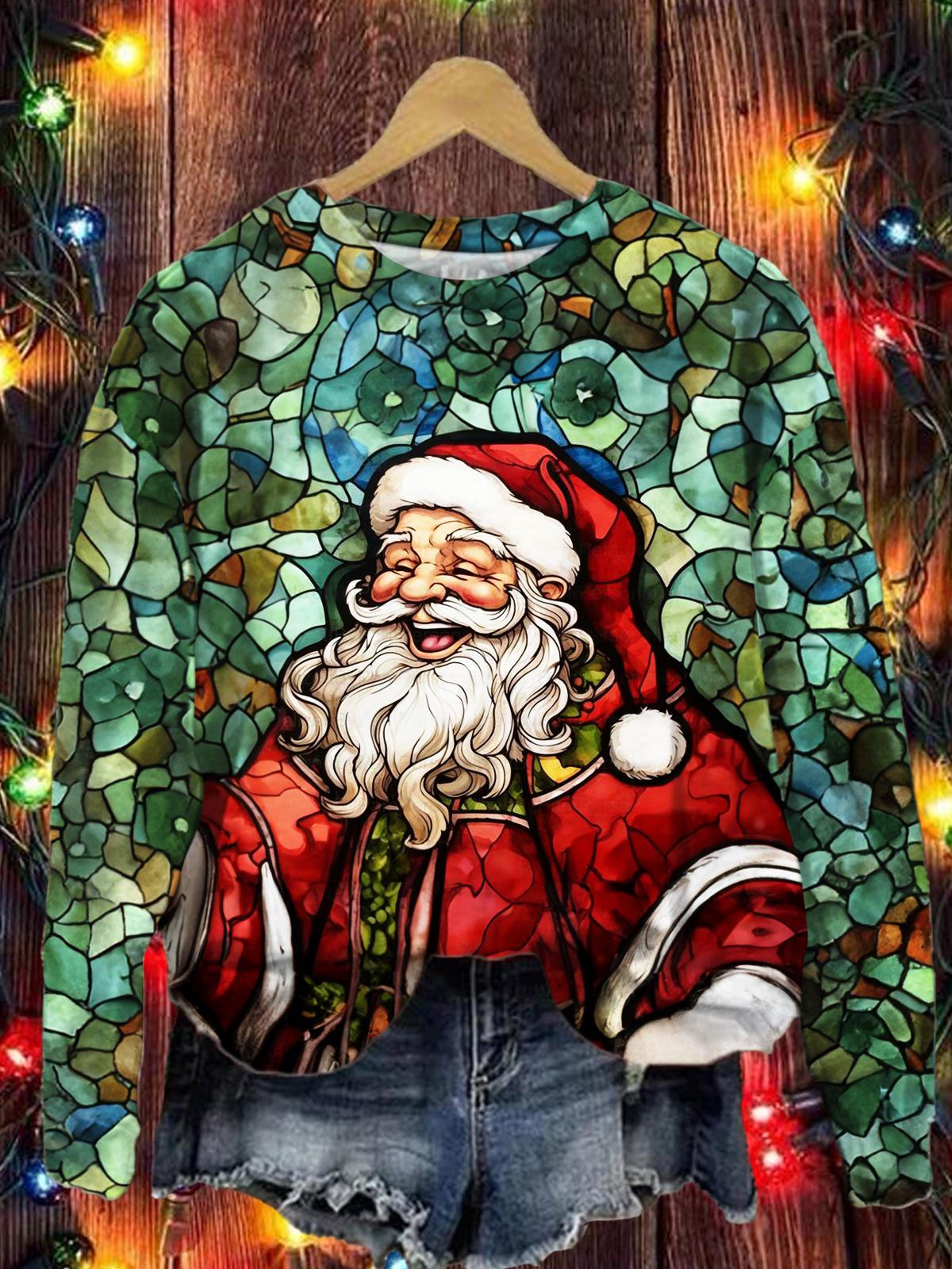 Women's Santa Print Casual Top