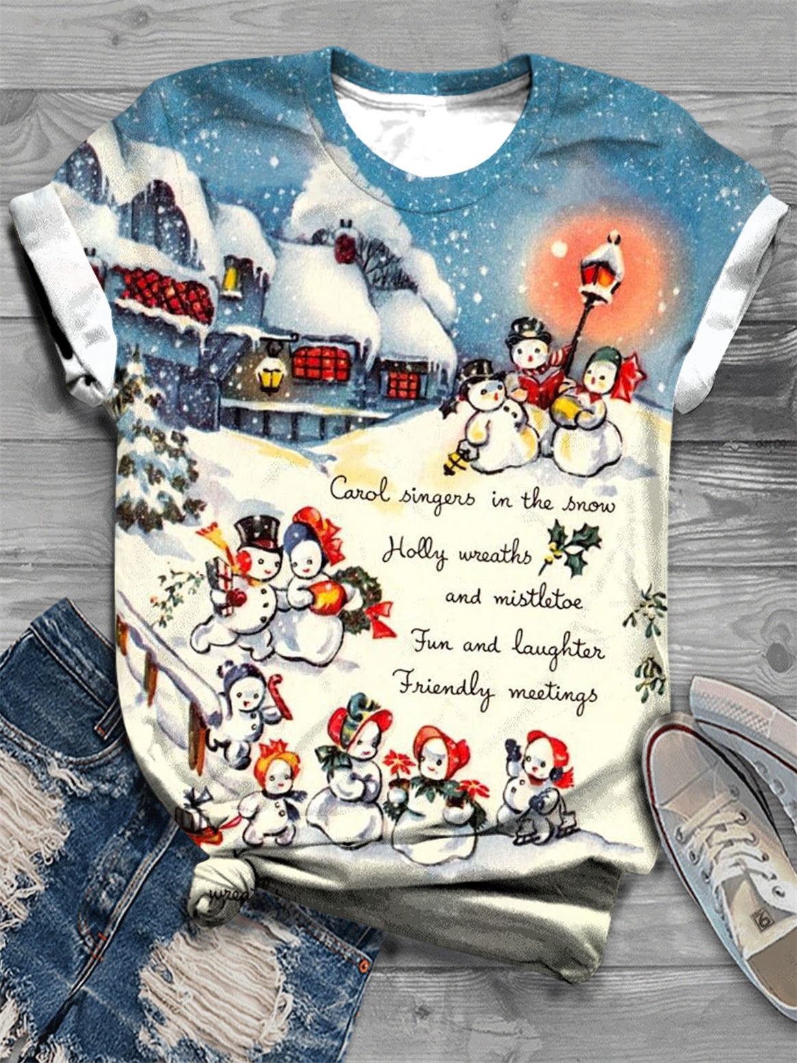 Winter Vibe Printed Crew Neck T-Shirt