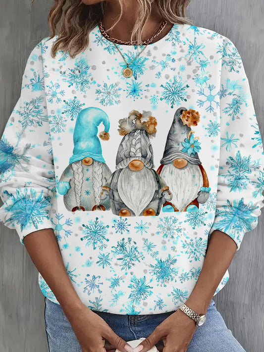 Snow Ice Gnomes Long Sleeve Casual Top
