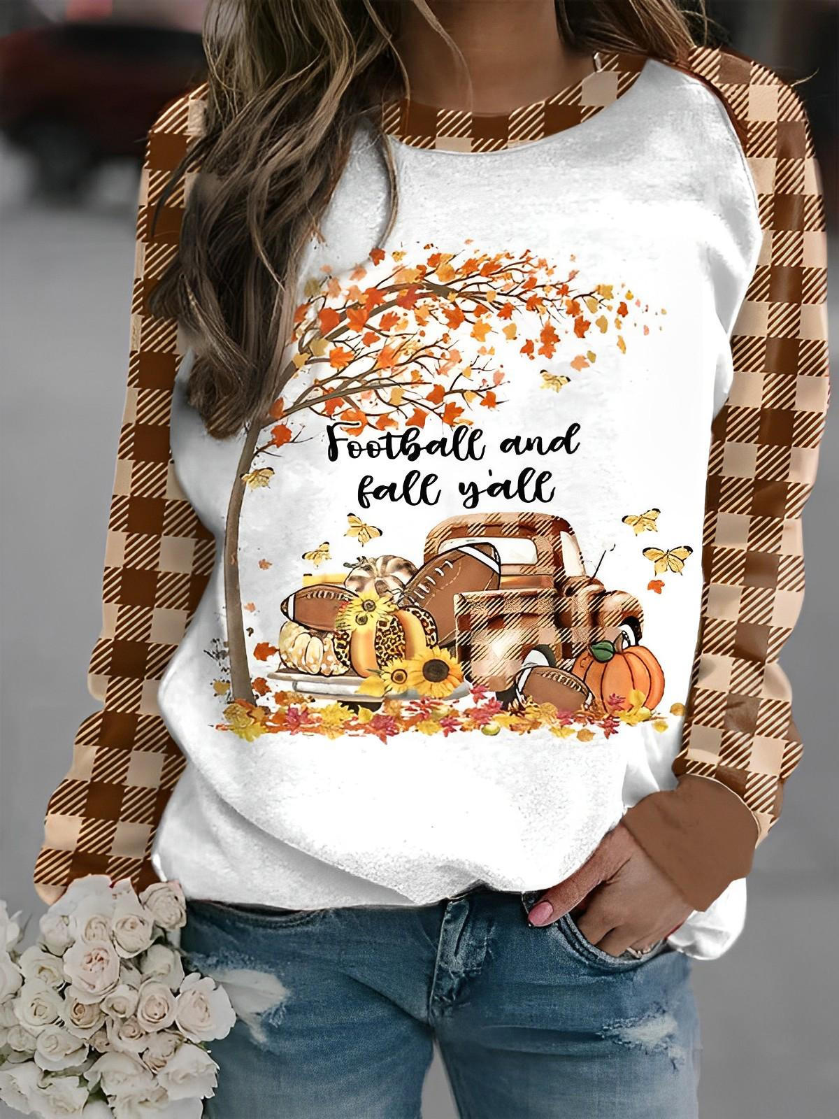 Women's Football and Fall Yall Check Top