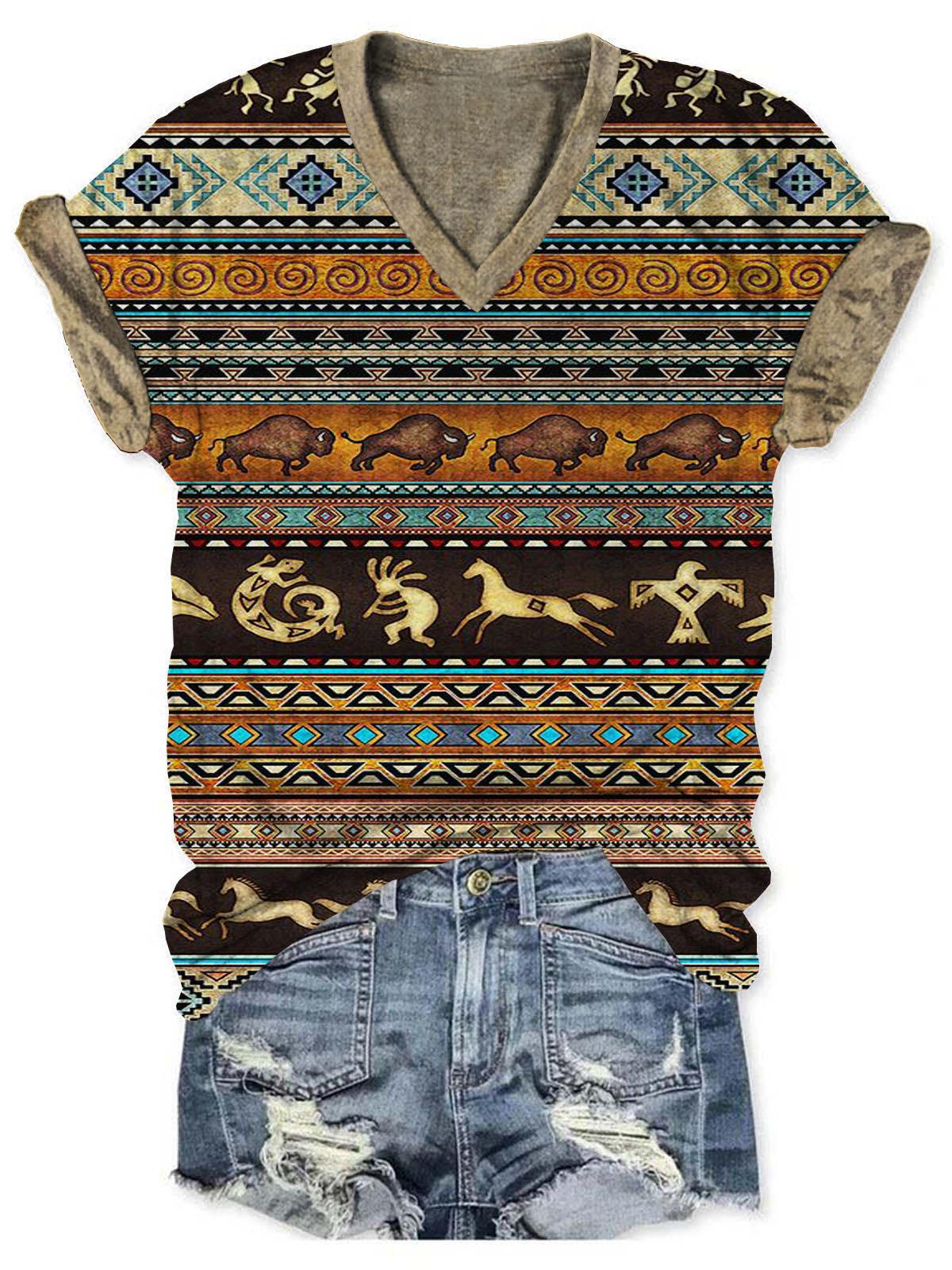 Western Check Vintage Women's T-Shirt