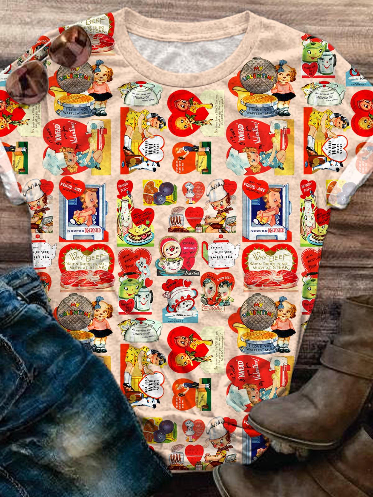 Vintage Valentine's Day Cards Crew Neck T-shirt