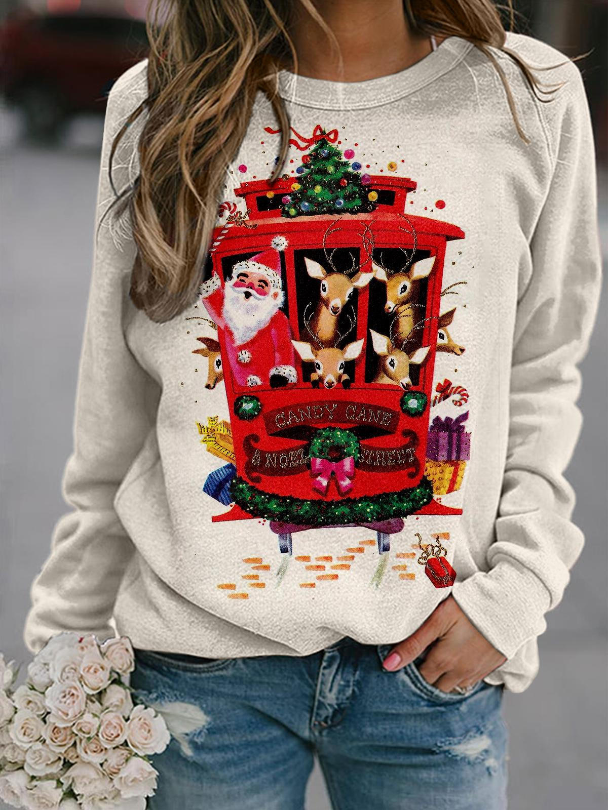 Santa Train Long Sleeve Casual Top