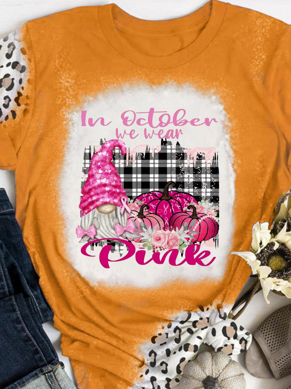 In October We Wear Pink Leopard Tie Dye T-shirt