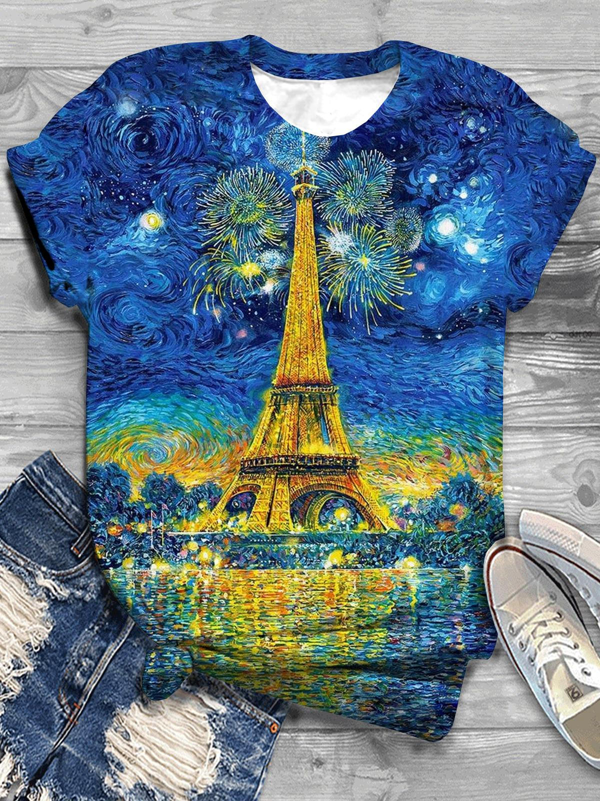 Eiffel Tower Crew Neck T-Shirt