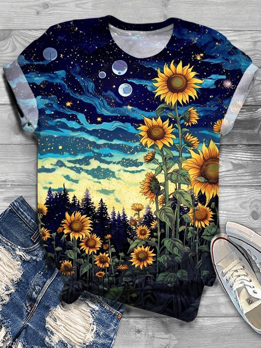 Sunflower Sunset Crew Neck T-shirt