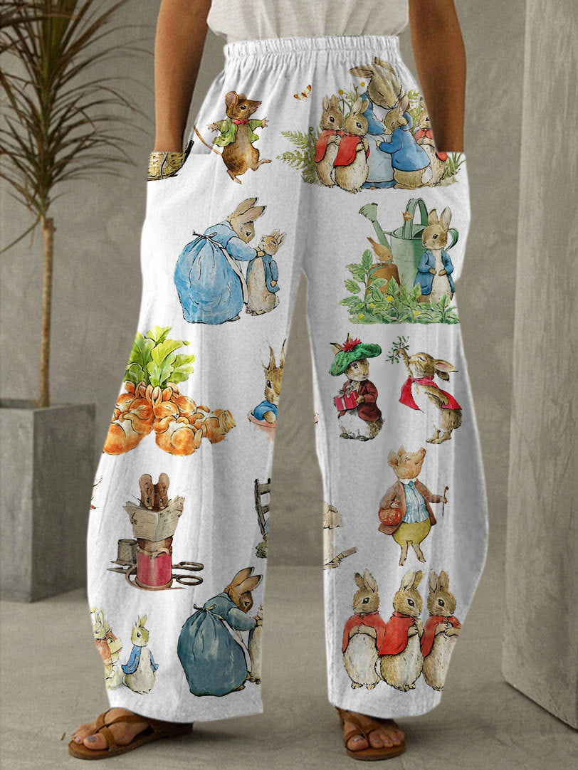 Lässige Hose mit Osterhasen-Print