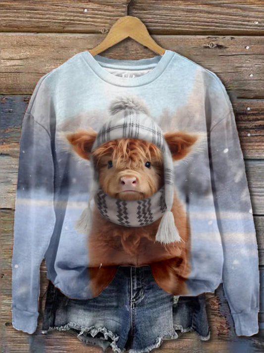 Winter Baby Highland Cow Long Sleeve Top