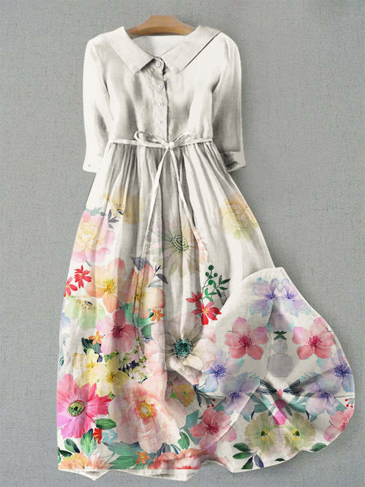 Women's Casual Floral Print Shirt Dress