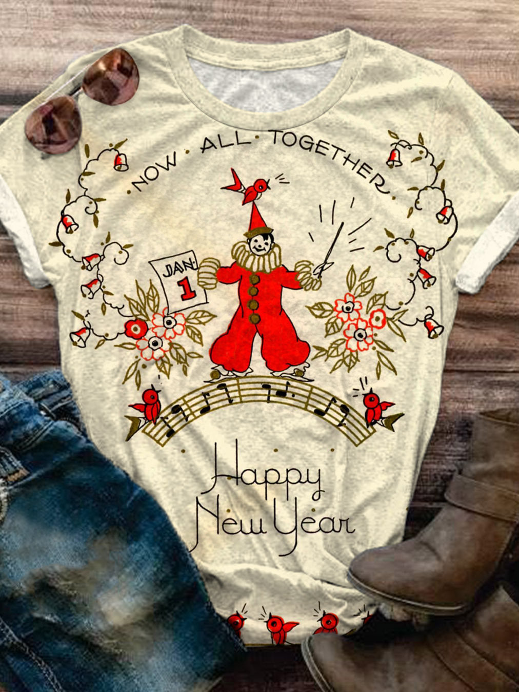 Now All Together Happy New Year Crew Neck T-shirt