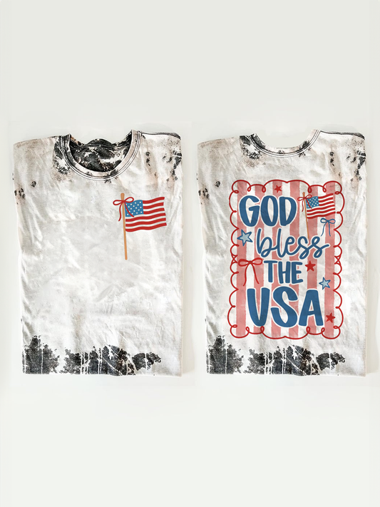 God Bless The USA Patriotic Coquette T-shirts
